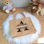 Borsa di Juta con Iniziale Floreale Personalizzata